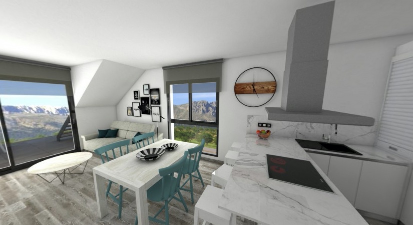 Living room + kitchen c